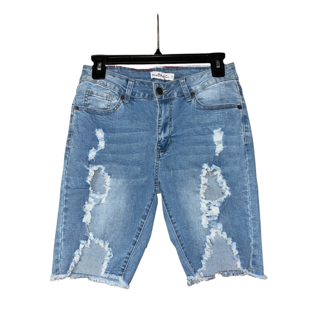 Vince Blue Co Distressed Denim Bermuda Shorts - Size 11